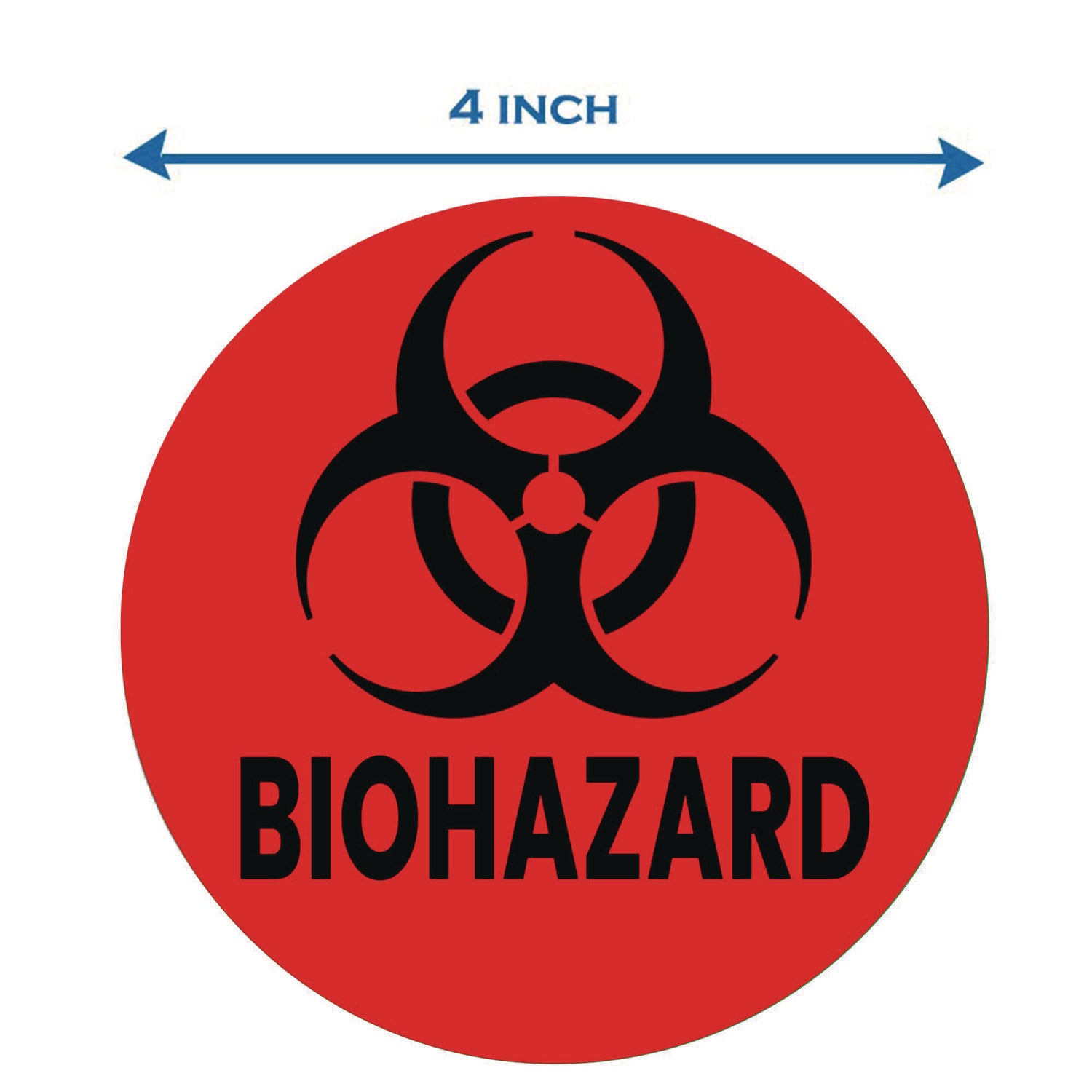 HLS Commercial Vinyl Decals, Biohazard, 4" Diameter, Red/Black, 3/Pack (HLSKERHAZ3)