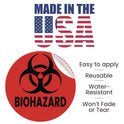 HLS Commercial Vinyl Decals, Biohazard, 4" Diameter, Red/Black, 3/Pack (HLSKERHAZ3)