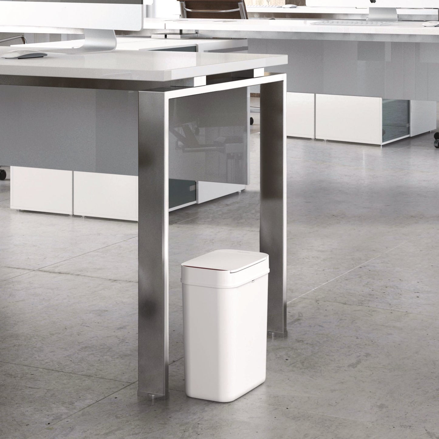 HLS Commercial Plastic Sensor Trash Can, 3 gal, Plastic, White (HLSSP03WW)