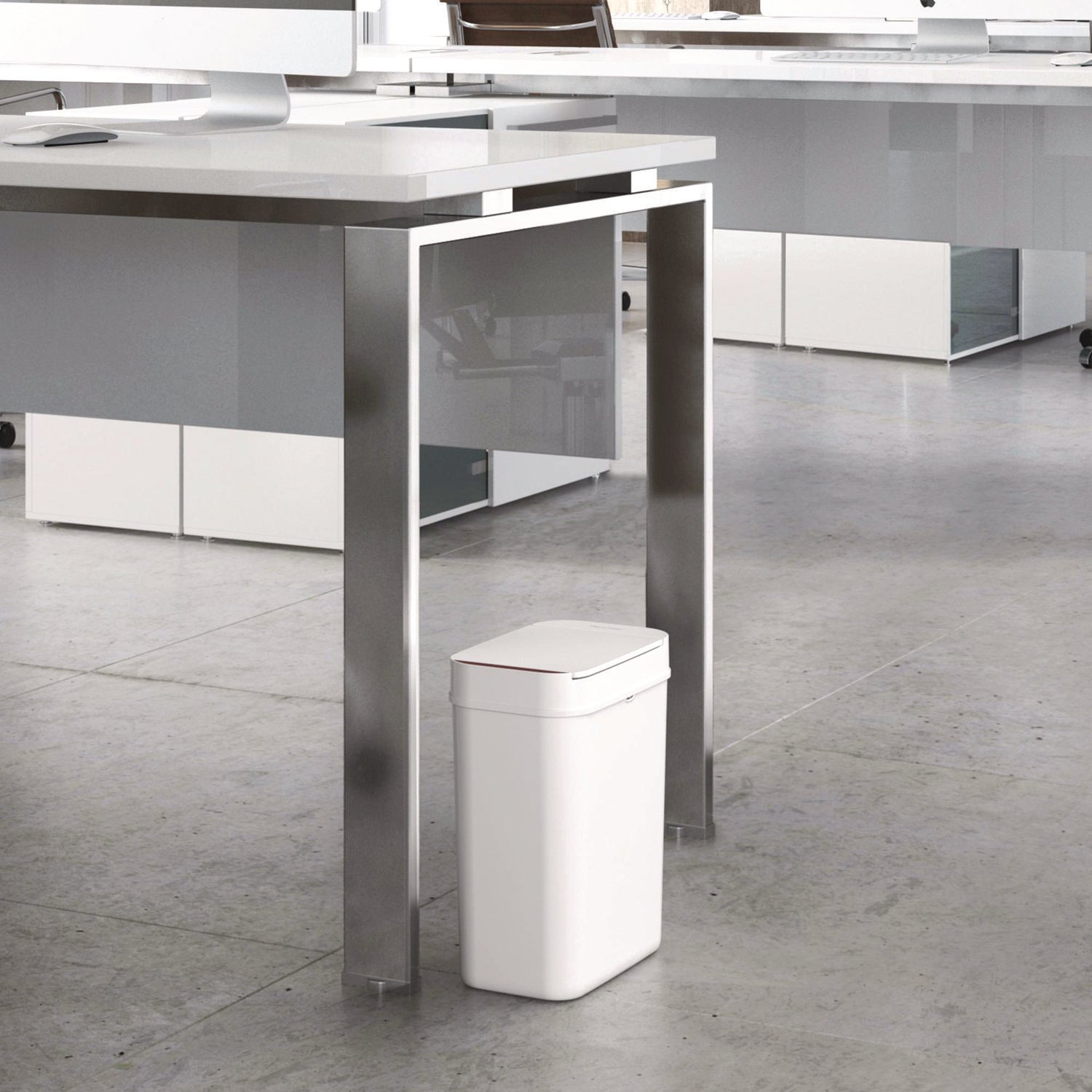 HLS Commercial Plastic Sensor Trash Can, 3 gal, Plastic, White (HLSSP03WW)