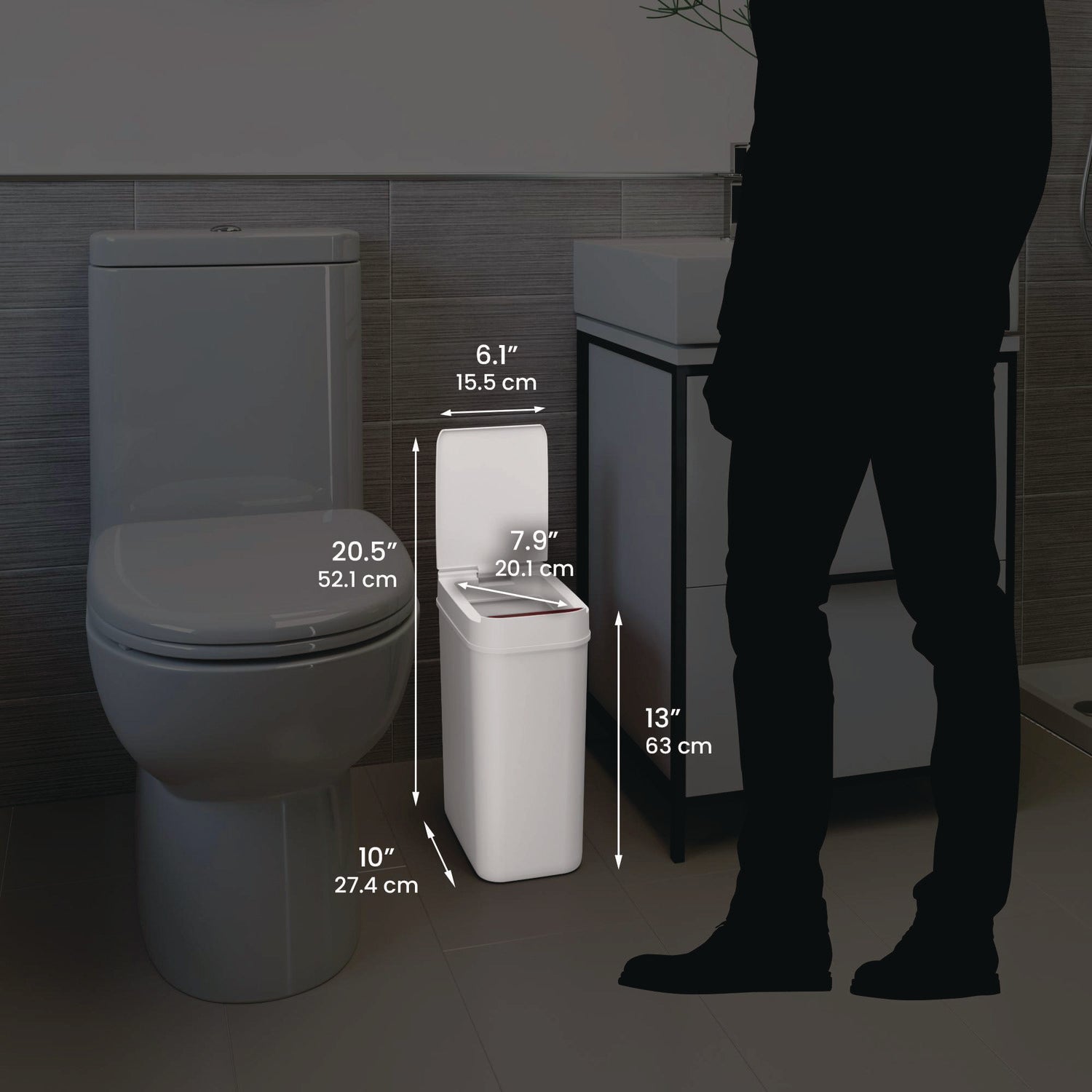 HLS Commercial Plastic Sensor Trash Can, 3 gal, Plastic, White (HLSSP03WW)