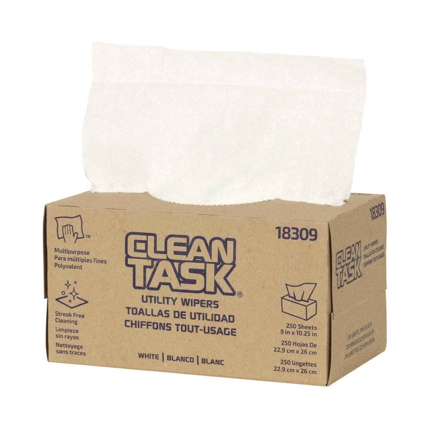 Sellars Absorbent Materials Clean Task Utility Wipers, 1-Ply, 9 x 10.25, White, 250 Sheets/Box, 24 Boxes/Carton (18309)