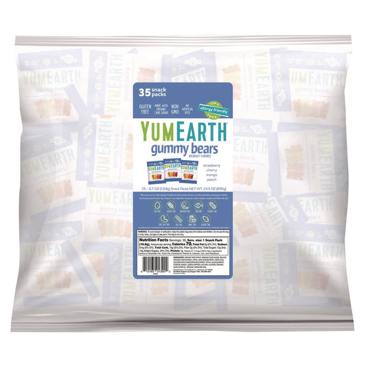 YumEarth Gummy Bears, Assorted Flavors, 0.7oz Bag, 35/Carton (22002292)