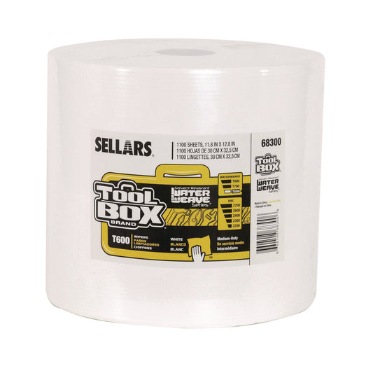 Sellars Absorbent Materials TOOLBOX WaterWeave T600 Wipers, 1-Ply, 11.8 x 12.8, White, 1,100 Sheets/Roll (68300)