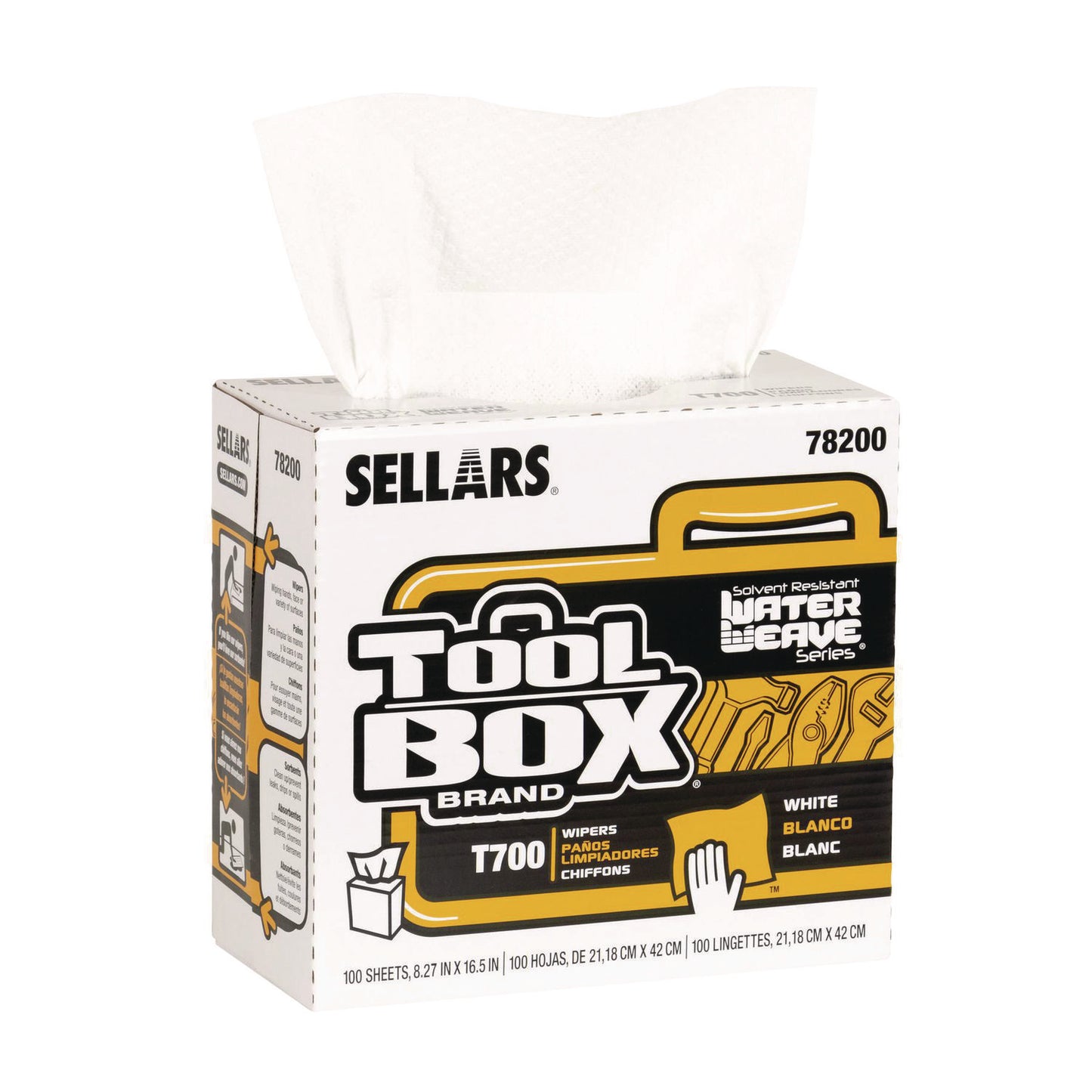 Sellars Absorbent Materials TOOLBOX WaterWeave T700 Wipers, 1-Ply, 8.27 x 16.5, White, 100 Sheets/Box, 8 Boxes/Carton (78200)