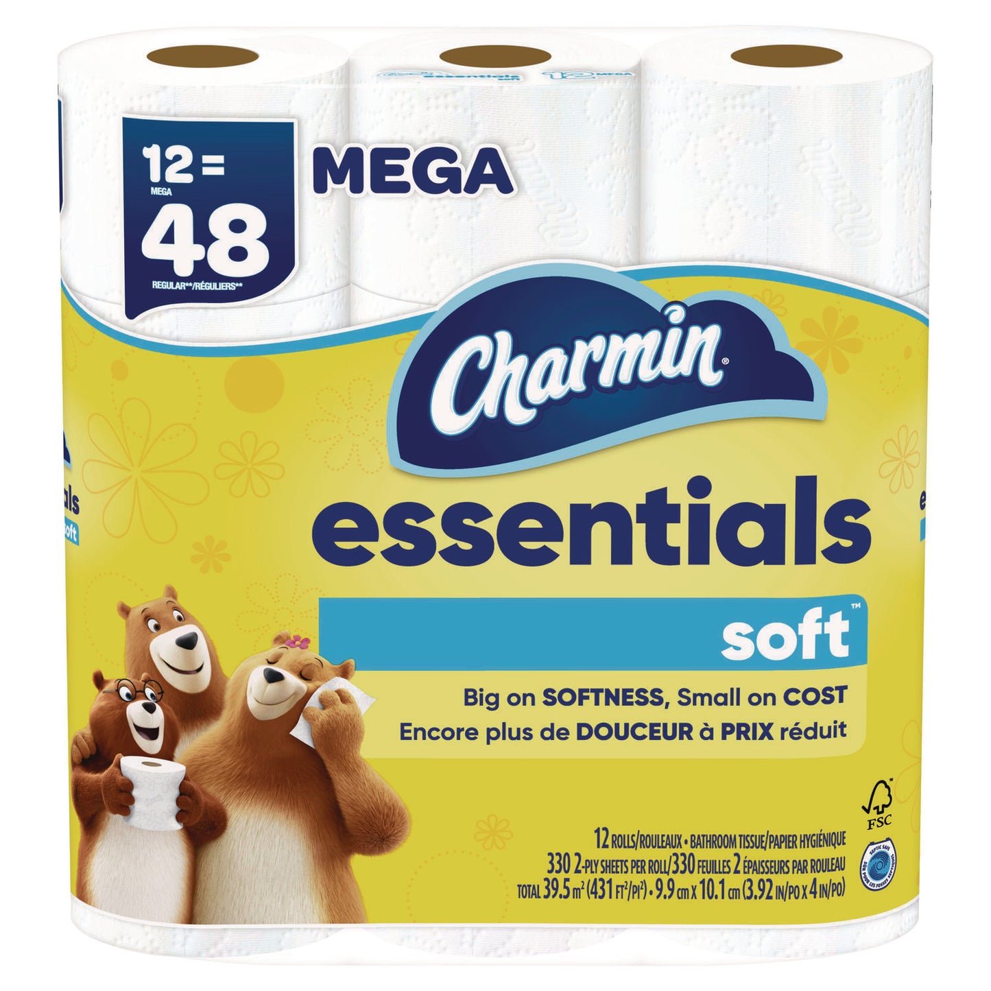 Charmin Essentials Soft Bathroom Tissue, Septic Safe, 2-ply, White, 330 Sheets/roll, 12 Rolls/carton