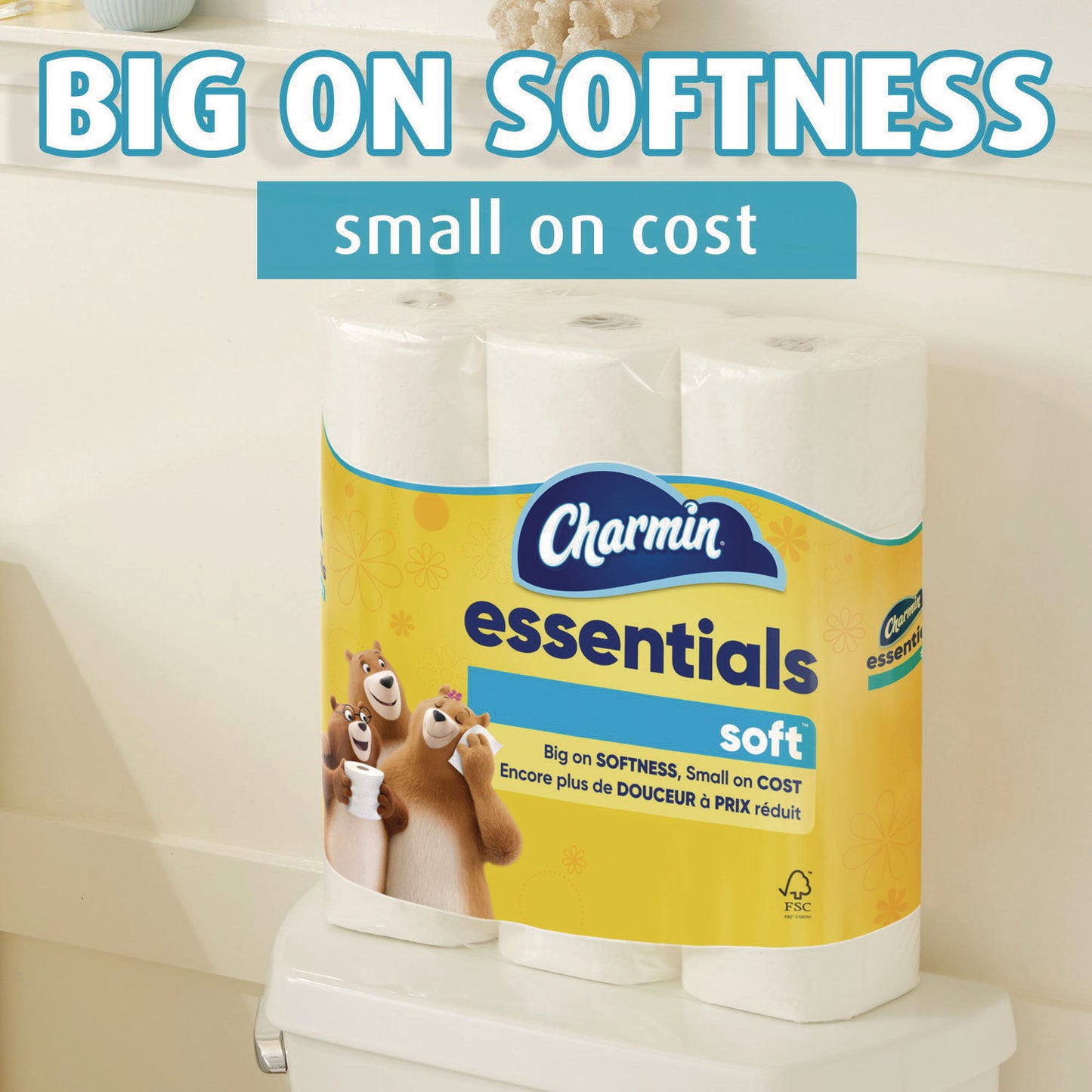 Charmin Essentials Soft Bathroom Tissue, Septic Safe, 2-ply, White, 330 Sheets/roll, 12 Rolls/carton