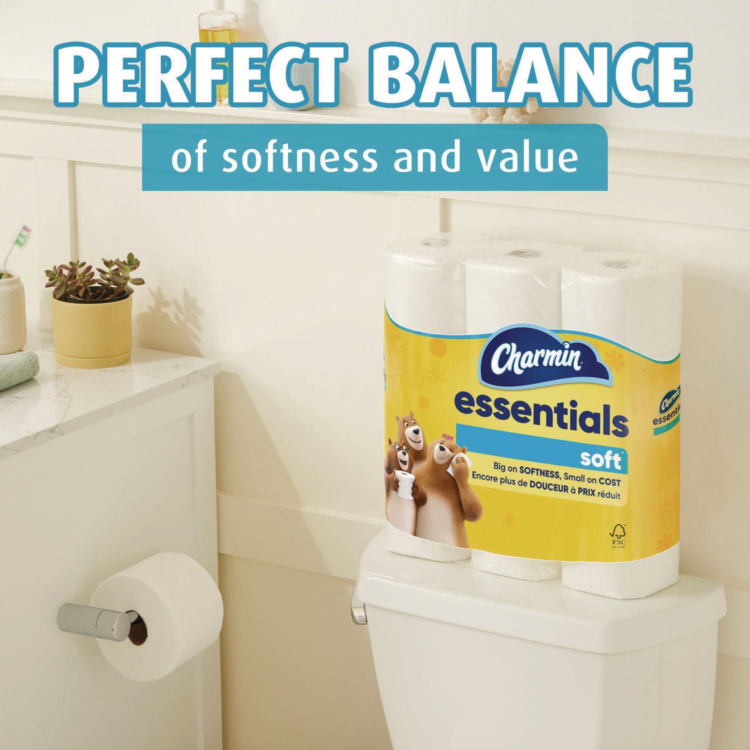 Charmin Essentials Soft Bathroom Tissue, Septic Safe, 2-ply, White, 330 Sheets/roll, 12 Rolls/carton