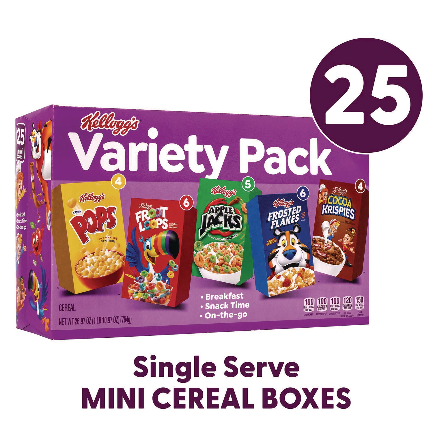 s Cereal Assortment Pack, Assorted Flavors, Single Serve Box, 25/Carton (22002287)