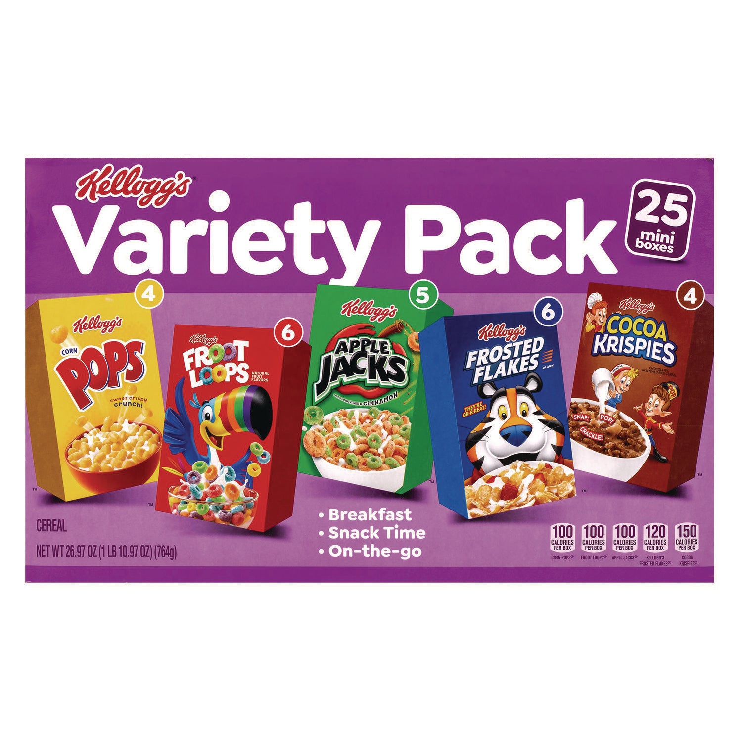 s Cereal Assortment Pack, Assorted Flavors, Single Serve Box, 25/Carton (22002287)