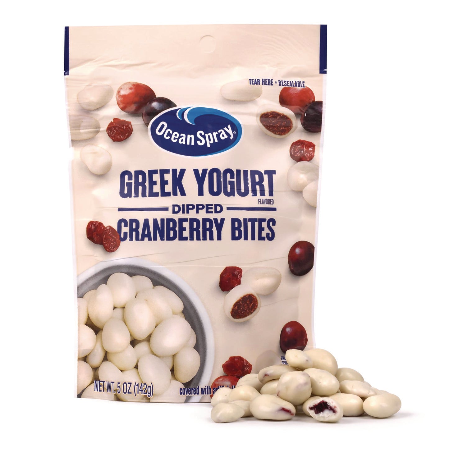 Ocean Spray Greek Yogurt Dipped Cranberry Bites, Cranberry/Yogurt, 5 oz Bag, 12/Carton (22002298)
