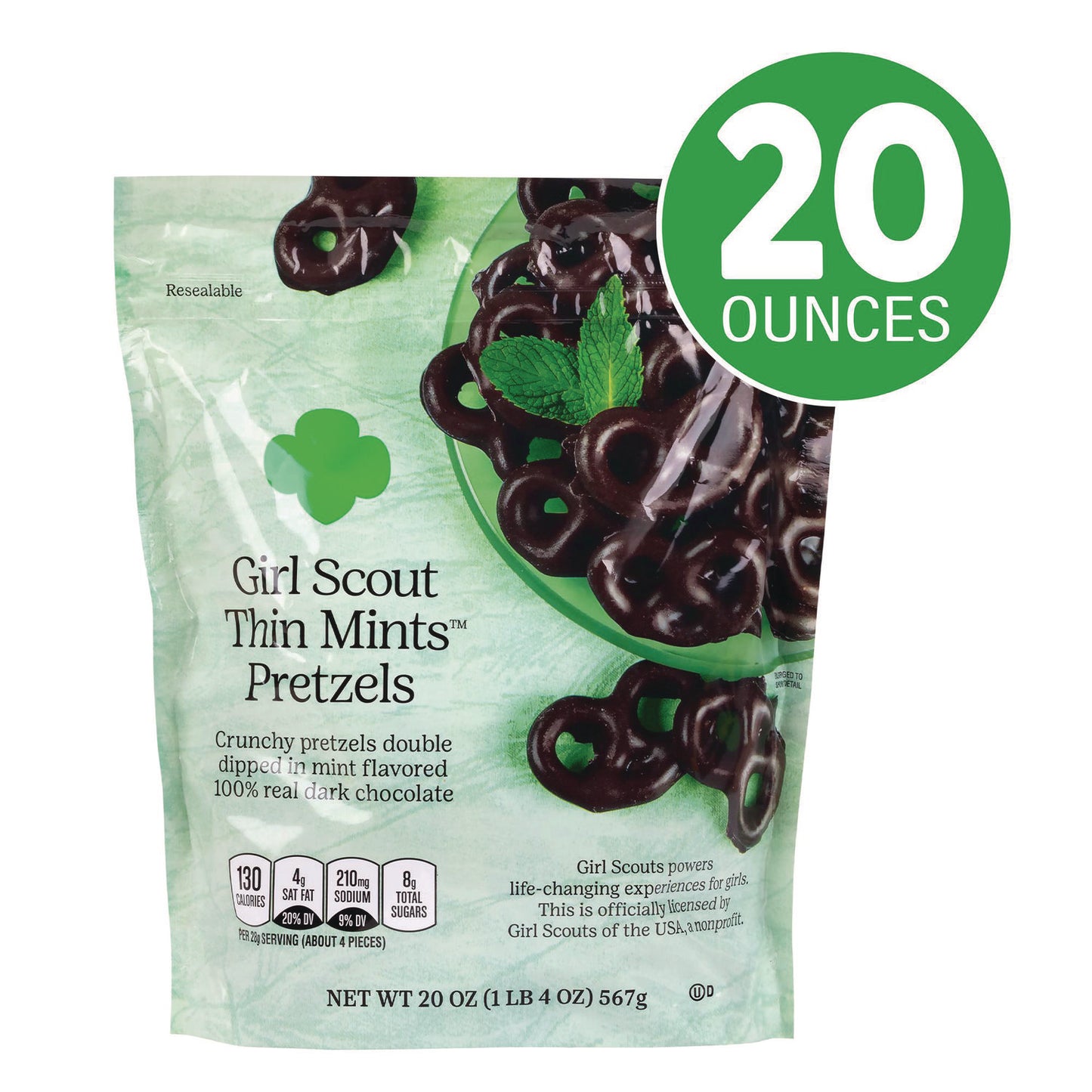 Girl Scouts Thin Mints Pretzels, Mint Chocolate, 20 oz Bag (22002340)