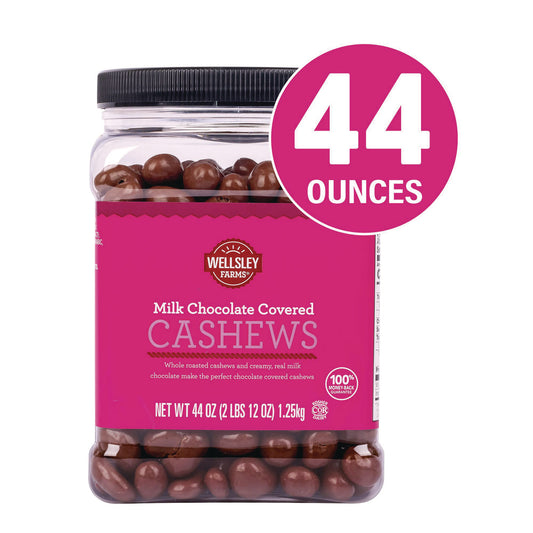 Wellsley Farms Milk Chocolate Covered Cashews, 44 oz Jar (22002346)