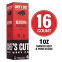 Chefs Cut Real Jerky Original Smokehouse Beef & Pork Meat Stick, 1 oz Individually Wrapped, 16/Carton (22002354)