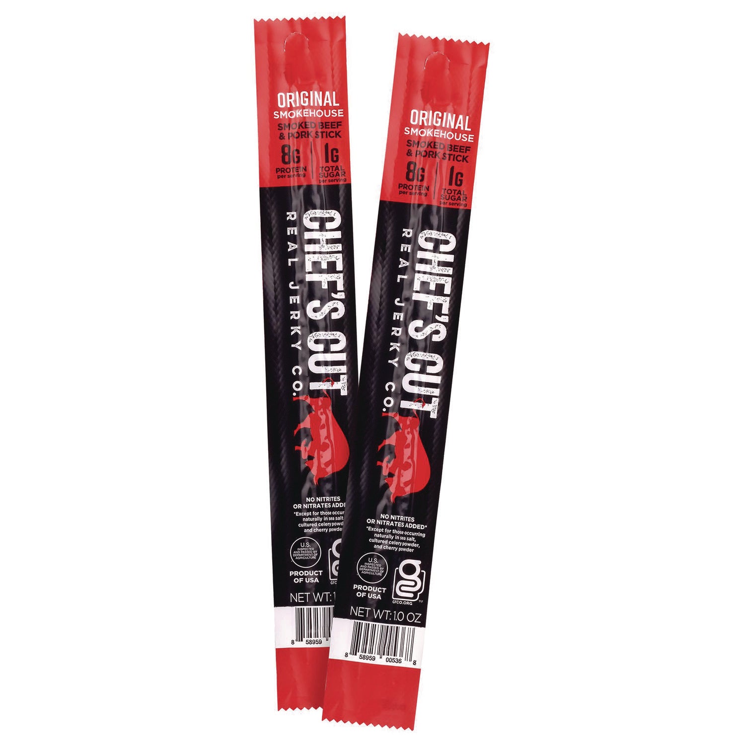 Chefs Cut Real Jerky Original Smokehouse Beef & Pork Meat Stick, 1 oz Individually Wrapped, 16/Carton (22002354)