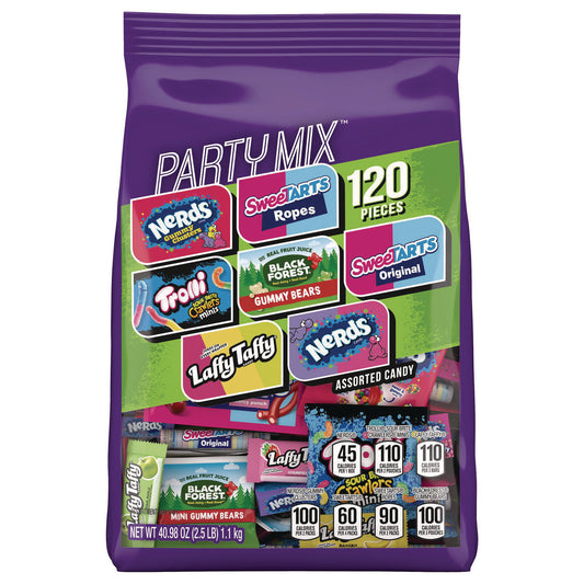 Nerds Party Mix Stand Up Bag, Assorted Fruity, 40.98 oz Bag, 120 Pieces (22002359)