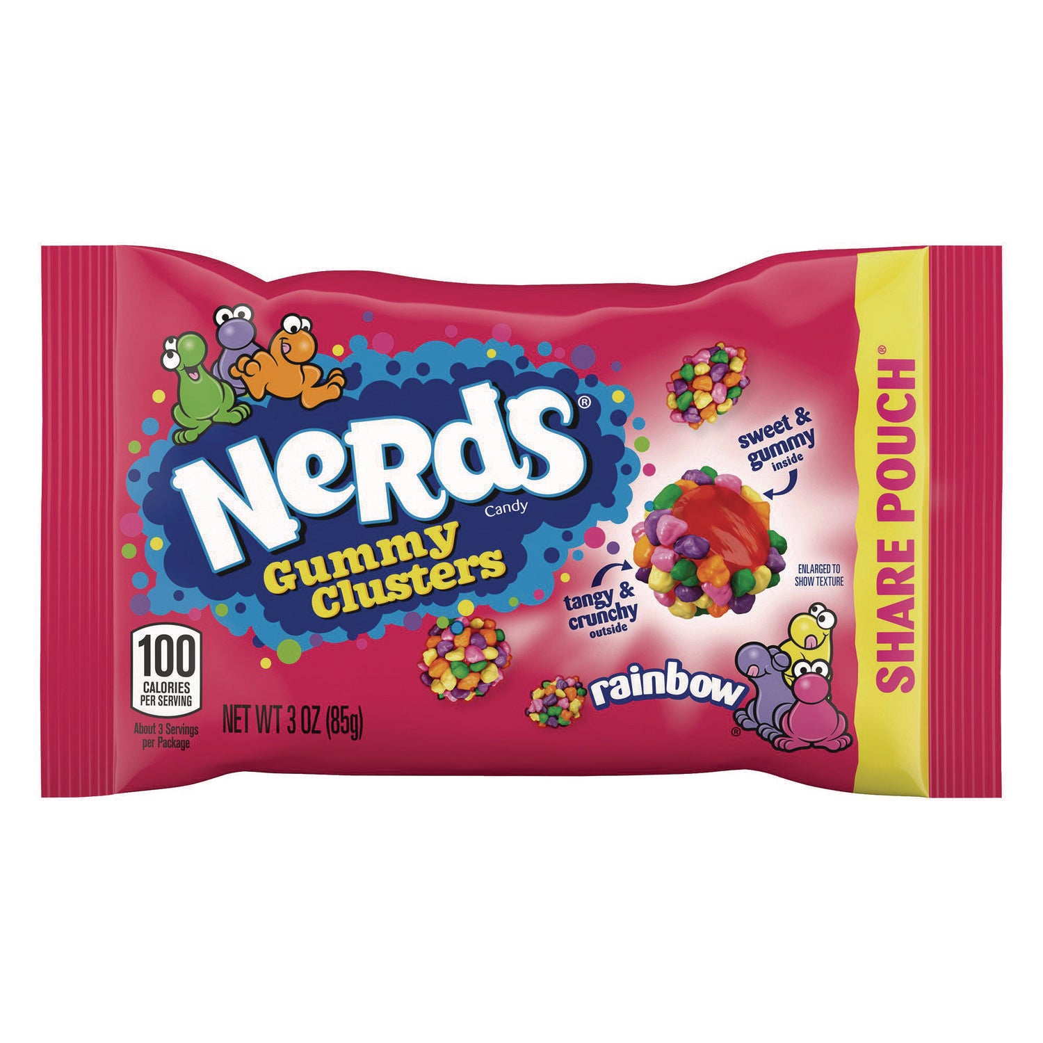 Nerds Rainbow Gummy Clusters Share Pack, Assorted Flavors, 3 oz Packet, 12/Carton (22002360)