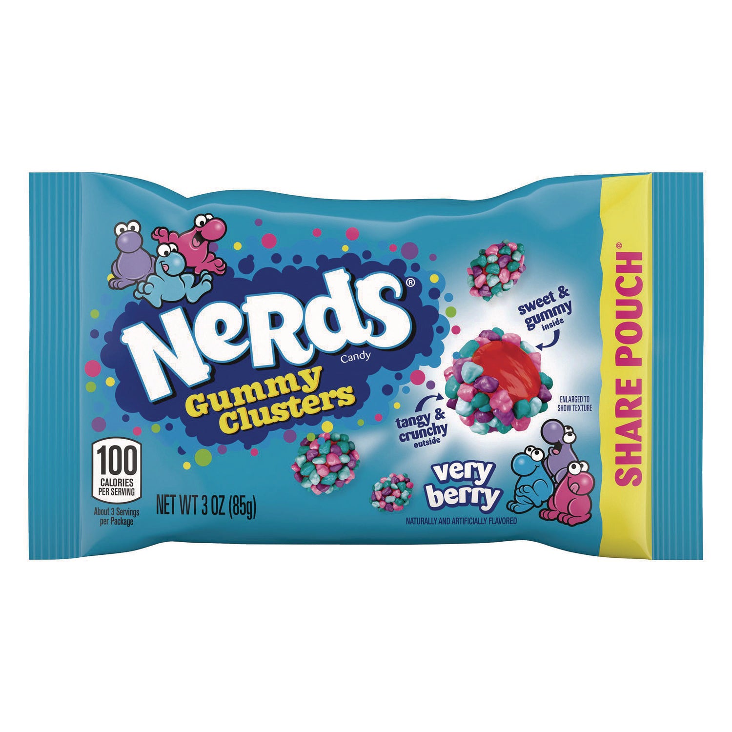 Nerds Very Berry Clusters Share Pack, Berry, 3 oz Packet, 12/Carton (22002361)