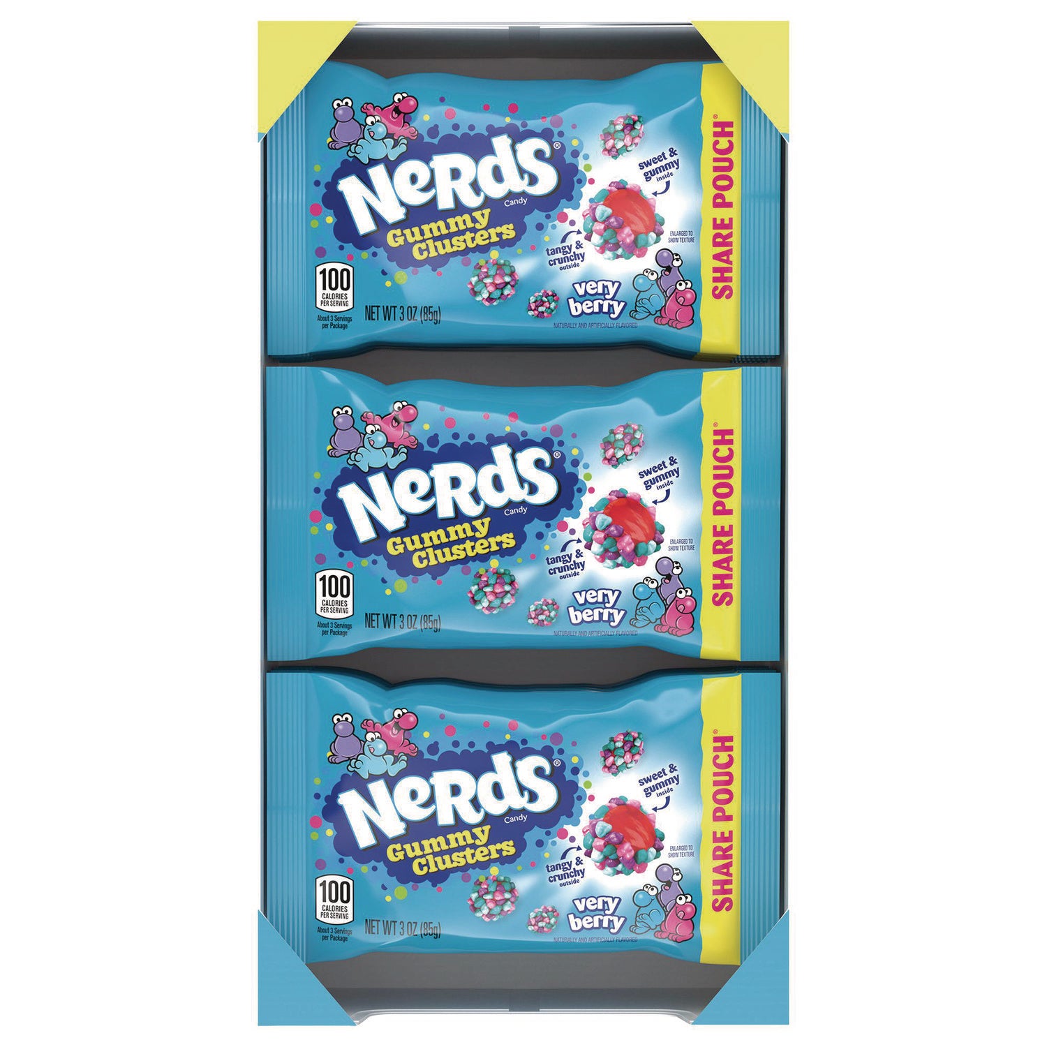 Nerds Very Berry Clusters Share Pack, Berry, 3 oz Packet, 12/Carton (22002361)