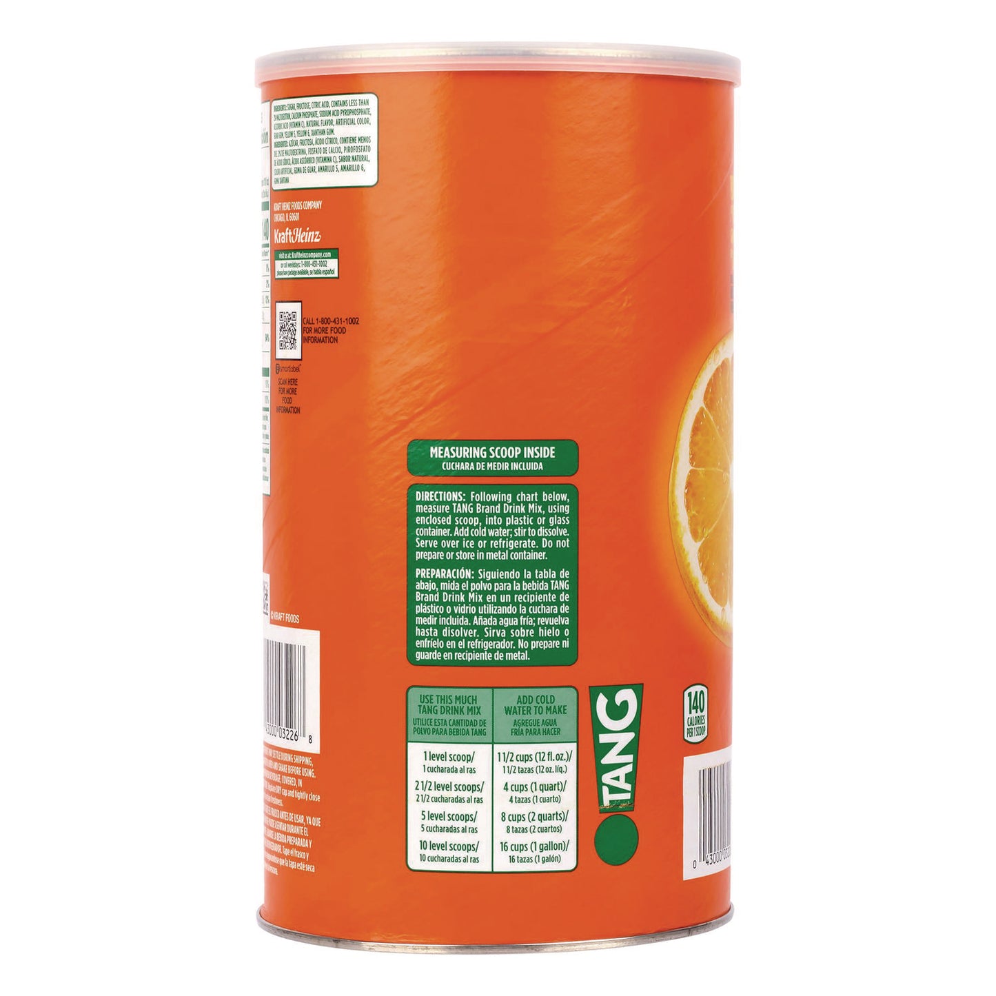 Tang Orange Drink Mix, Orange, 72 oz Tub (22002373)