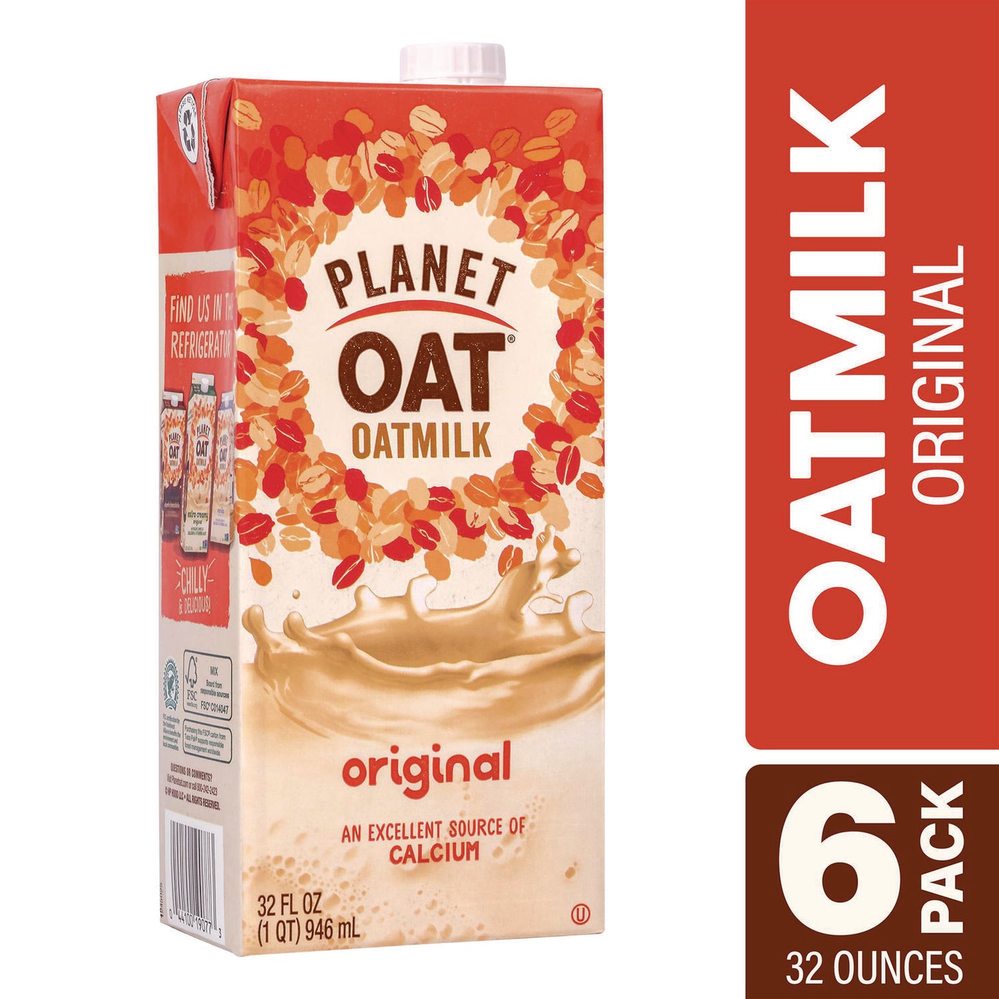 Planet Oat Original Oat Milk Cartons, 32 oz Carton, 6/Carton (22002375)