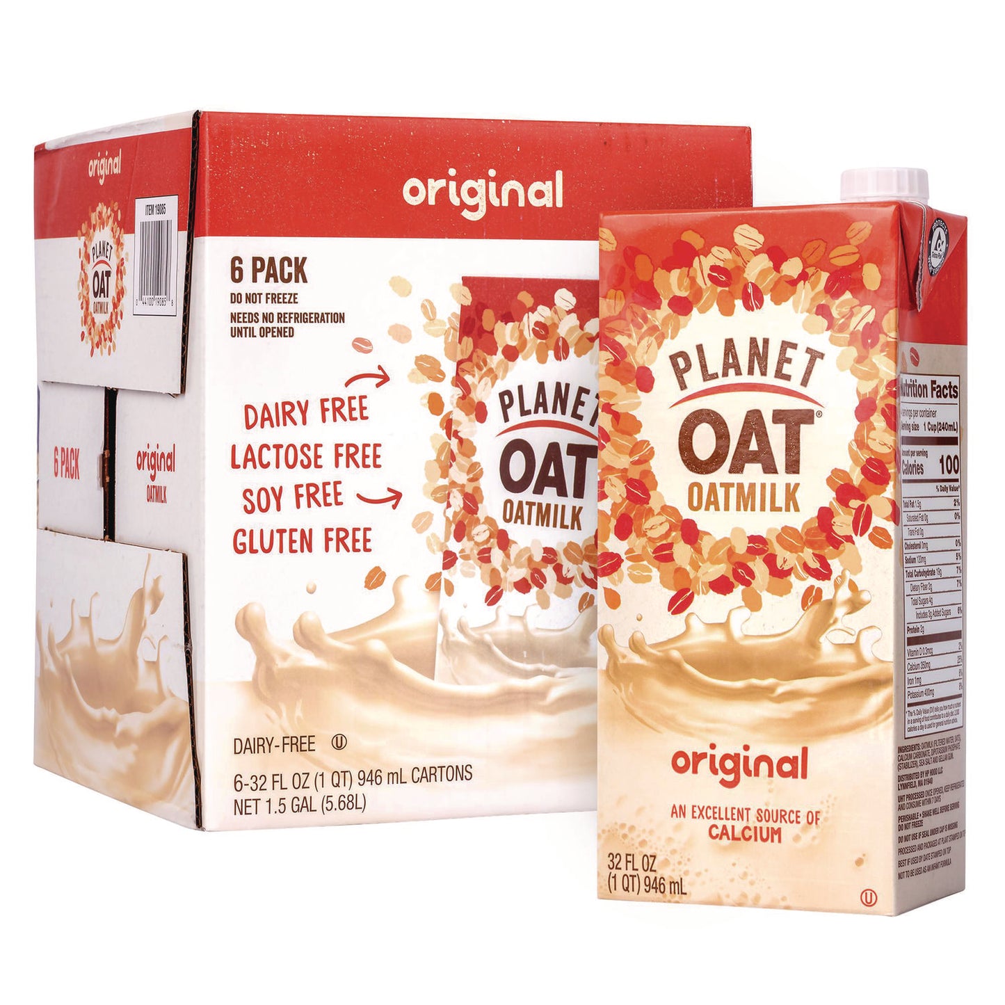 Planet Oat Original Oat Milk Cartons, 32 oz Carton, 6/Carton (22002375)