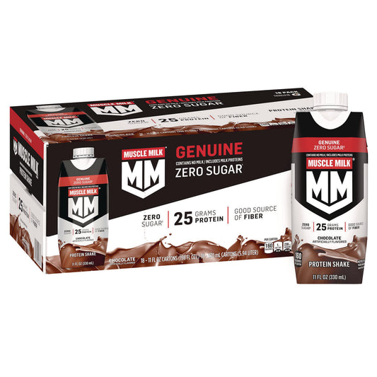 Muscle Milk Genuine Chocolate Protein Shake, 11 oz Carton, 18/Carton (22002378)