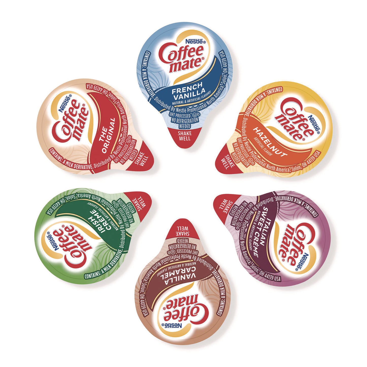 Coffee-mate Variety Pack, Assorted Flavors, 0.38 oz Mini Cups, 180/Carton (60003005)