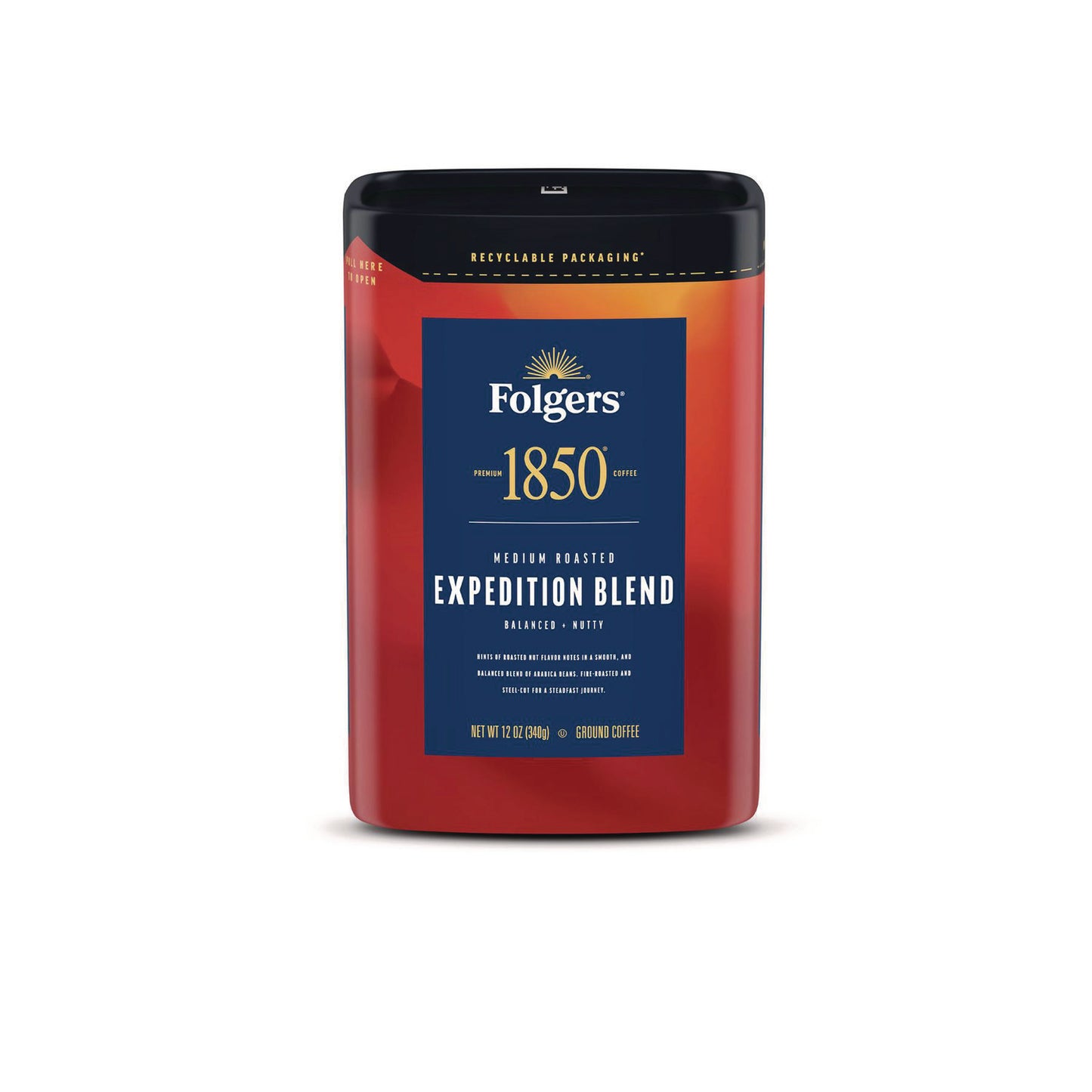 1850 Coffee, Expedition Blend, Ground, 12 oz Canister, 6/Carton (93312)