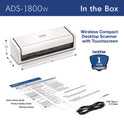 Brother ADS-1800W Compact Desktop Scanner, 600 dpi x 600 dpi Optical Resolution, 20-Sheet Duplex Auto Document Feeder