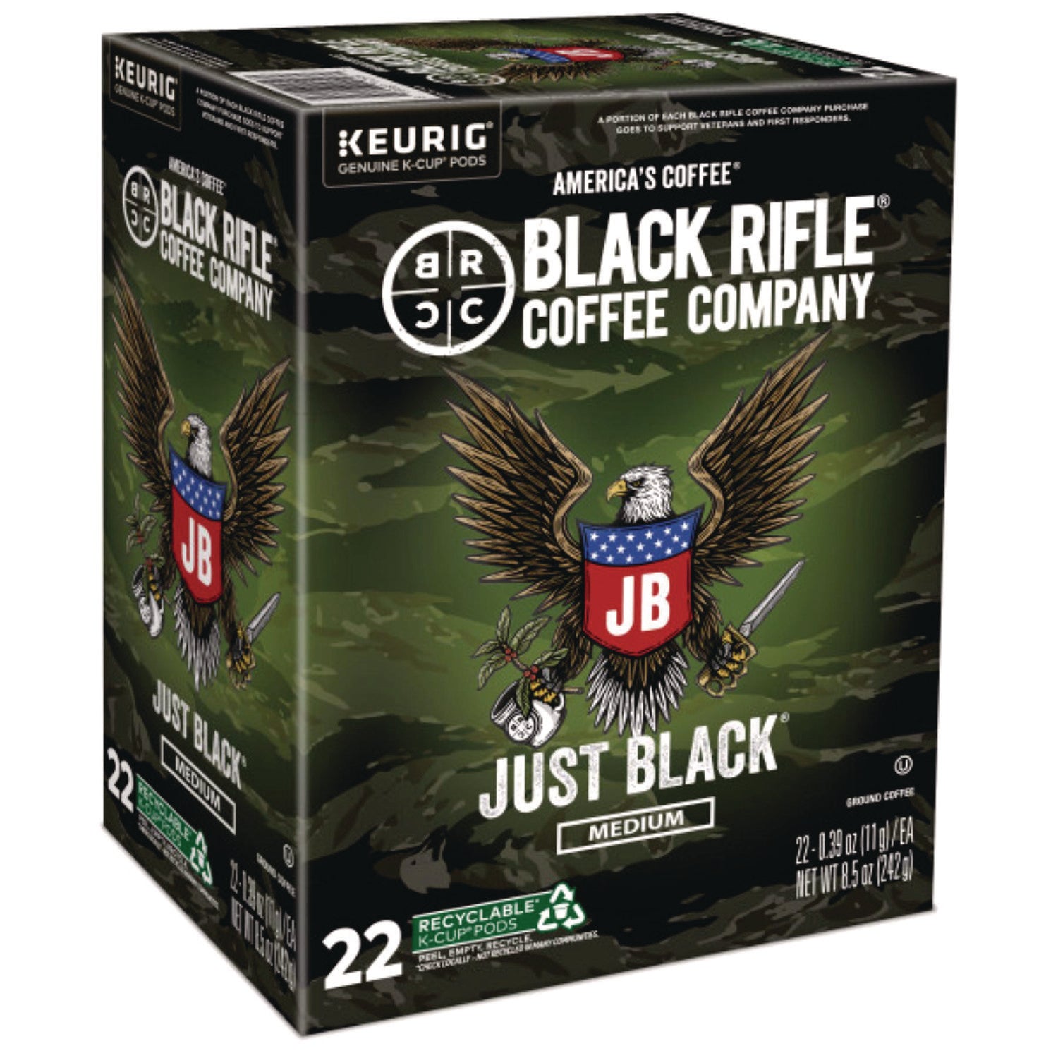 Black Rifle Coffee Company Just Black Coffee K-Cups, 22/Box (0547)