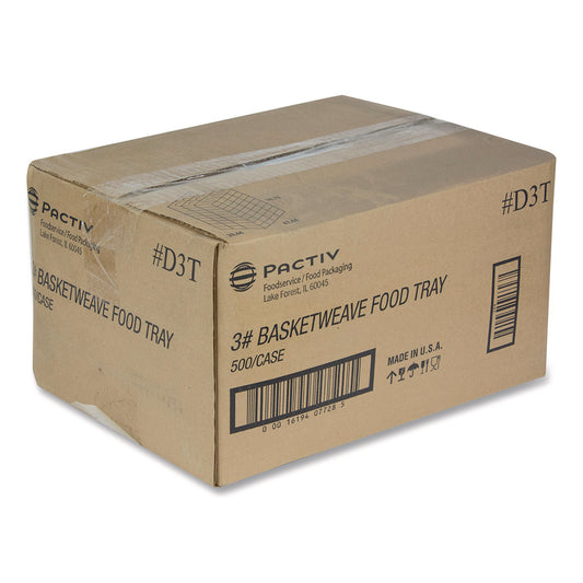 Pactiv Paperboard Food Tray, 3 lb, 7.75 x 5.1 x 2.1, Red/White, 500/Carton (D3T)