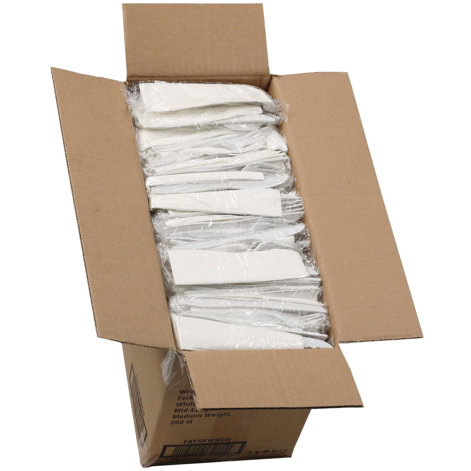 Pactiv Fieldware Cutlery, Individually Wrapped, Fork, Knife, Teaspoon, Napkin, White, 250/Carton (FKFSKWNCH)