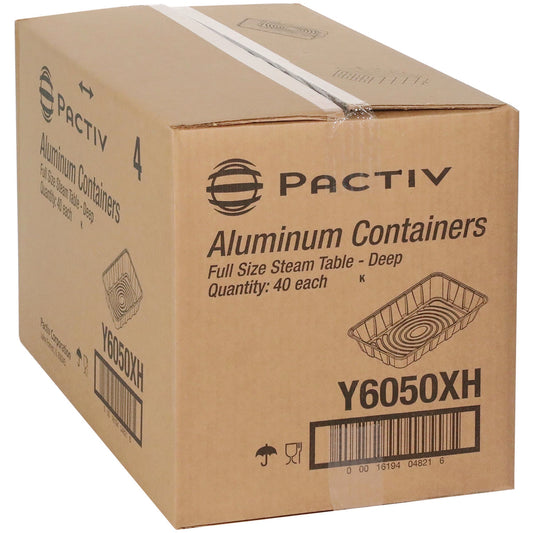 Pactiv Aluminum Steam Table Pan, Full-Size Deep, 3.4" Deep, 19.6 x 11.6, 40/Carton (Y6050XH)