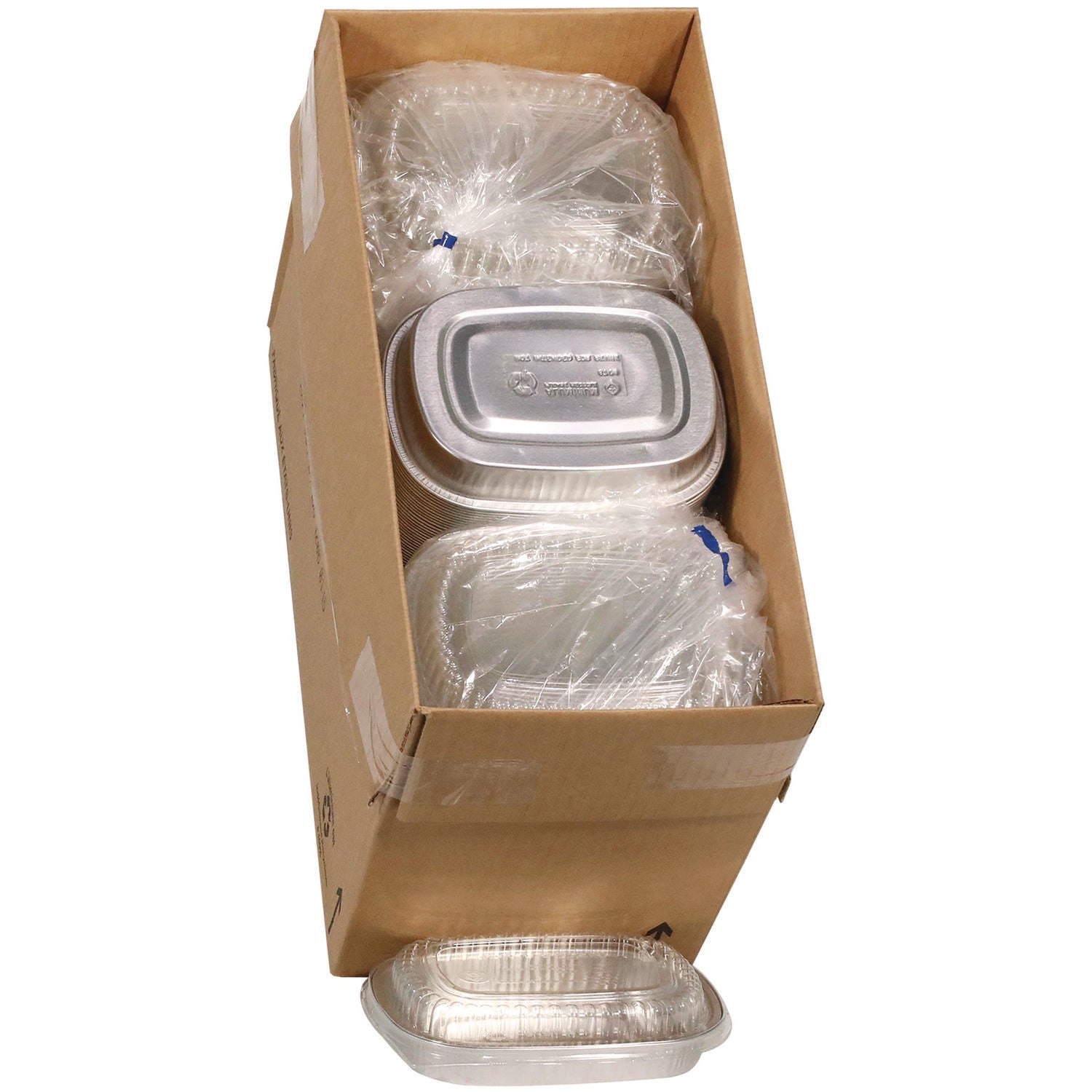 Pactiv Classic Carry-Out Container with PET Dome Lid, 22 oz, 8.2 x 6.2 x 1.3, Silver, 100/Carton (Y6708PET)