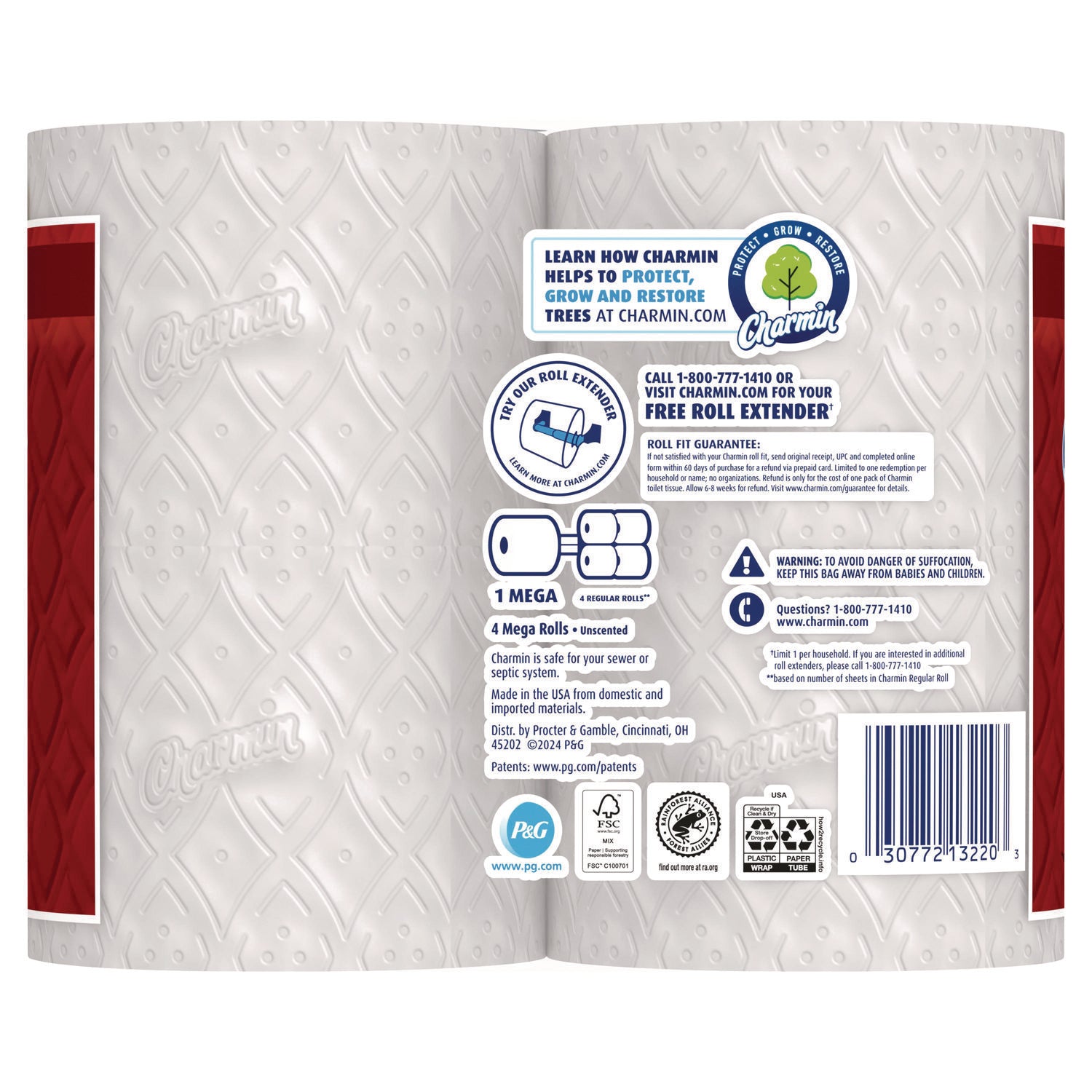 Charmin Ultra Strong Bathroom Tissue, Septic Safe, 2-Ply, White, 220 Sheet/Roll, 4/Pack, 8 Packs/Carton (13220)