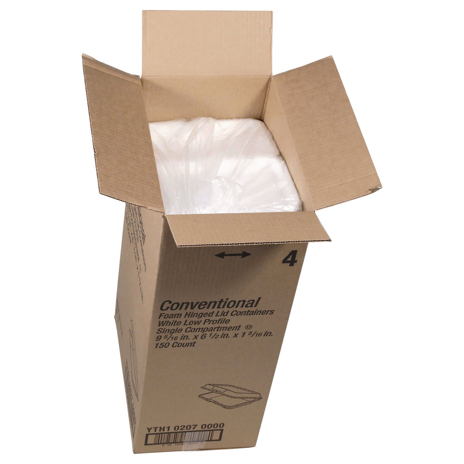 Pactiv Conventional Foam Hinged Lid Container, Very Shallow, 9 x 6.5 x 1.3, White, 150/Carton (YTH102070000)