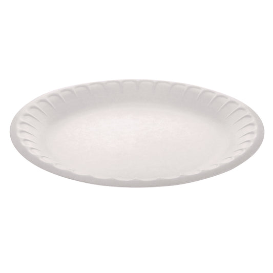 Pactiv Placesetter Satin Non-Laminated Foam Dinnerware, Plate, 9" dia, White, 500/Carton (YTH10009STEC)