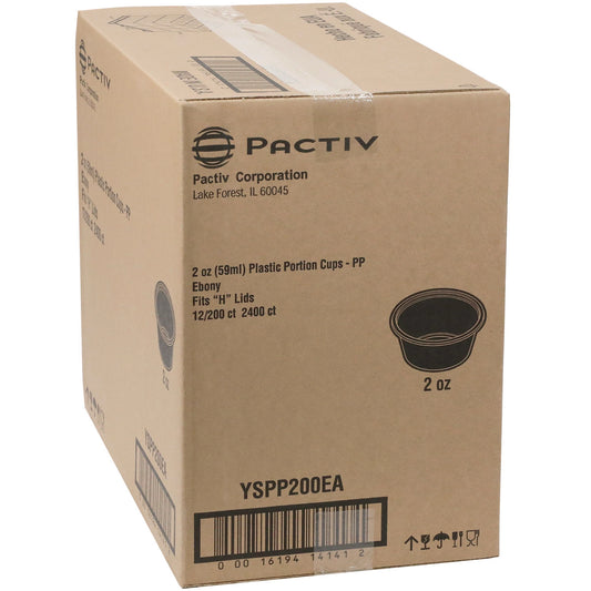 Pactiv Plastic Portion Cup, 2 oz., Black, 2,400/Carton (YSPP200EA)