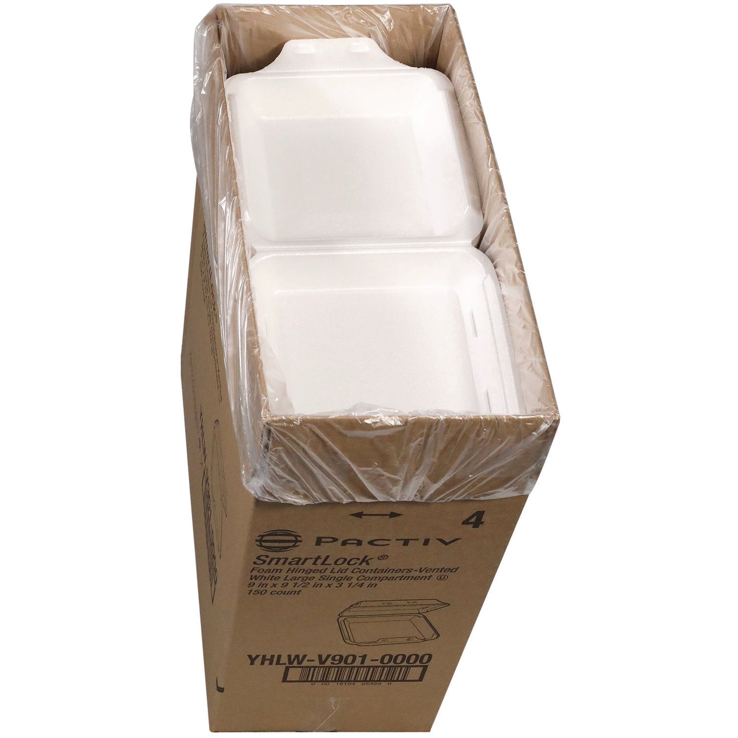 Pactiv SmartLock Vented Foam Hinged Lid Container, 9 x 9.5 x 3.3, White, 150/Carton (YHLWV9010000)