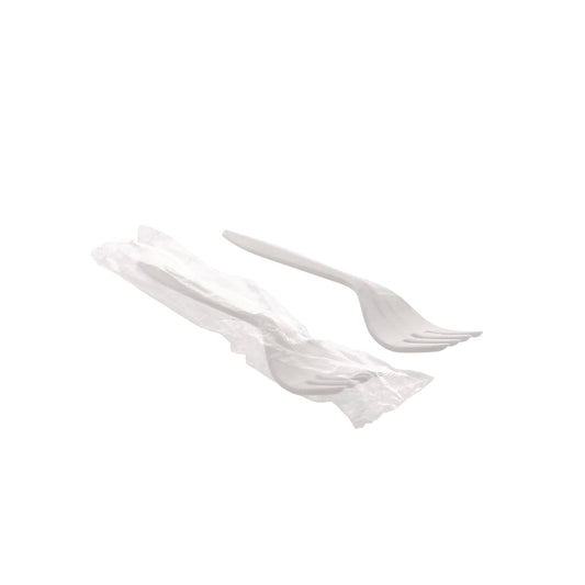 Pactiv Fieldware Cutlery, Individually Wrapped, Fork, White, 1,000/Carton (FKFWCH)