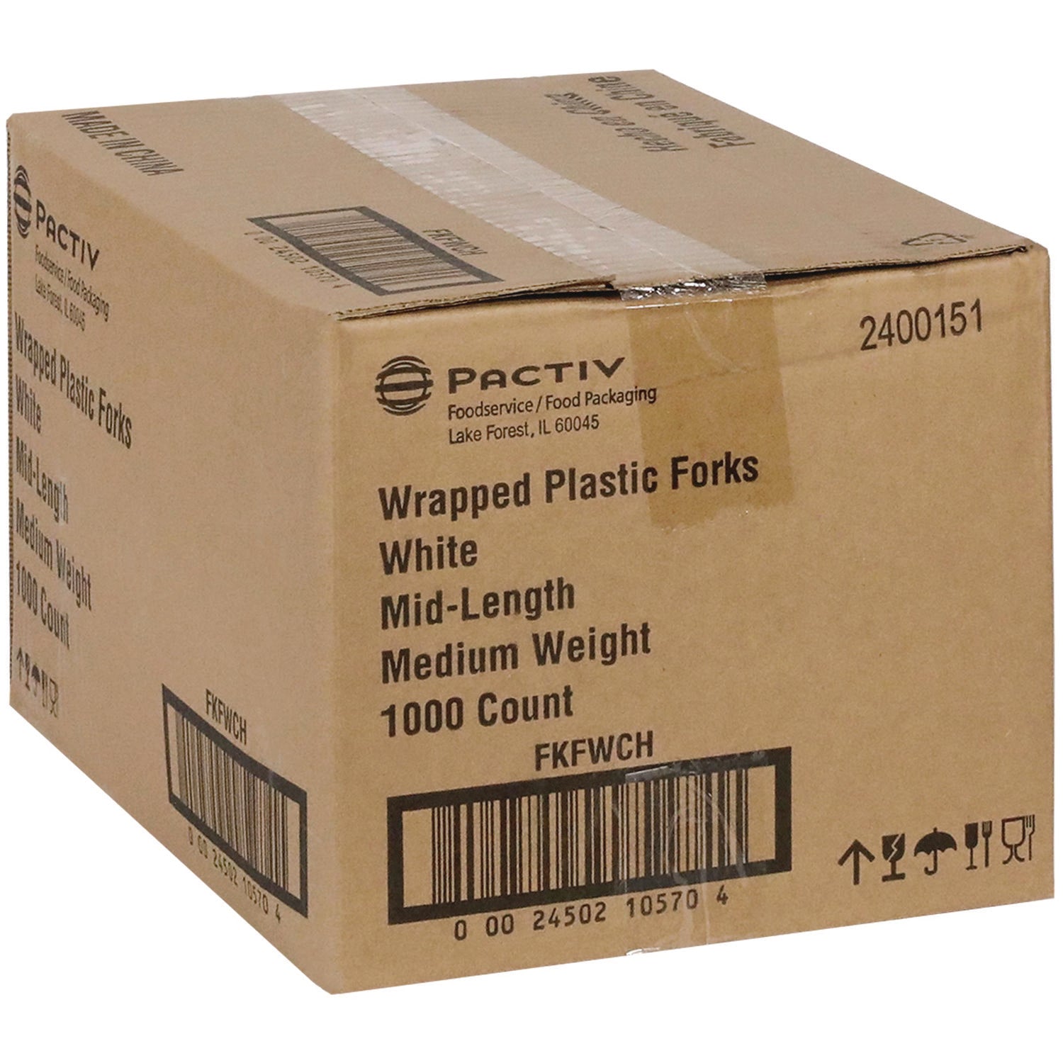 Pactiv Fieldware Cutlery, Individually Wrapped, Fork, White, 1,000/Carton (FKFWCH)