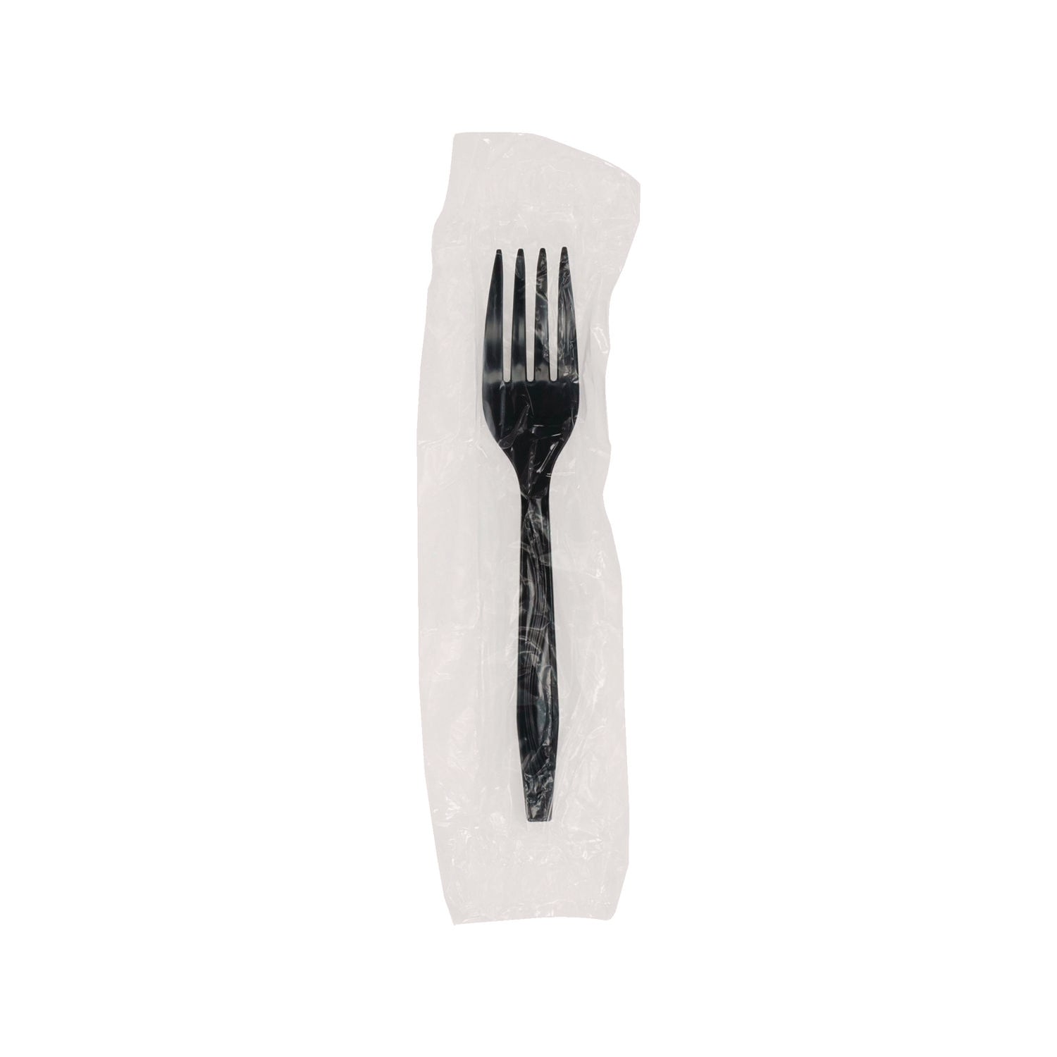 Pactiv Meadoware Cutlery, Individually Wrapped, Fork, Black, 1,000/Carton (MKFE)