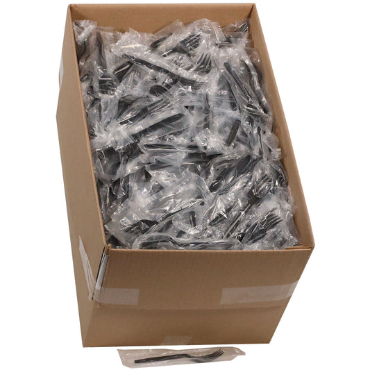 Pactiv Meadoware Cutlery, Individually Wrapped, Fork, Black, 1,000/Carton (MKFE)