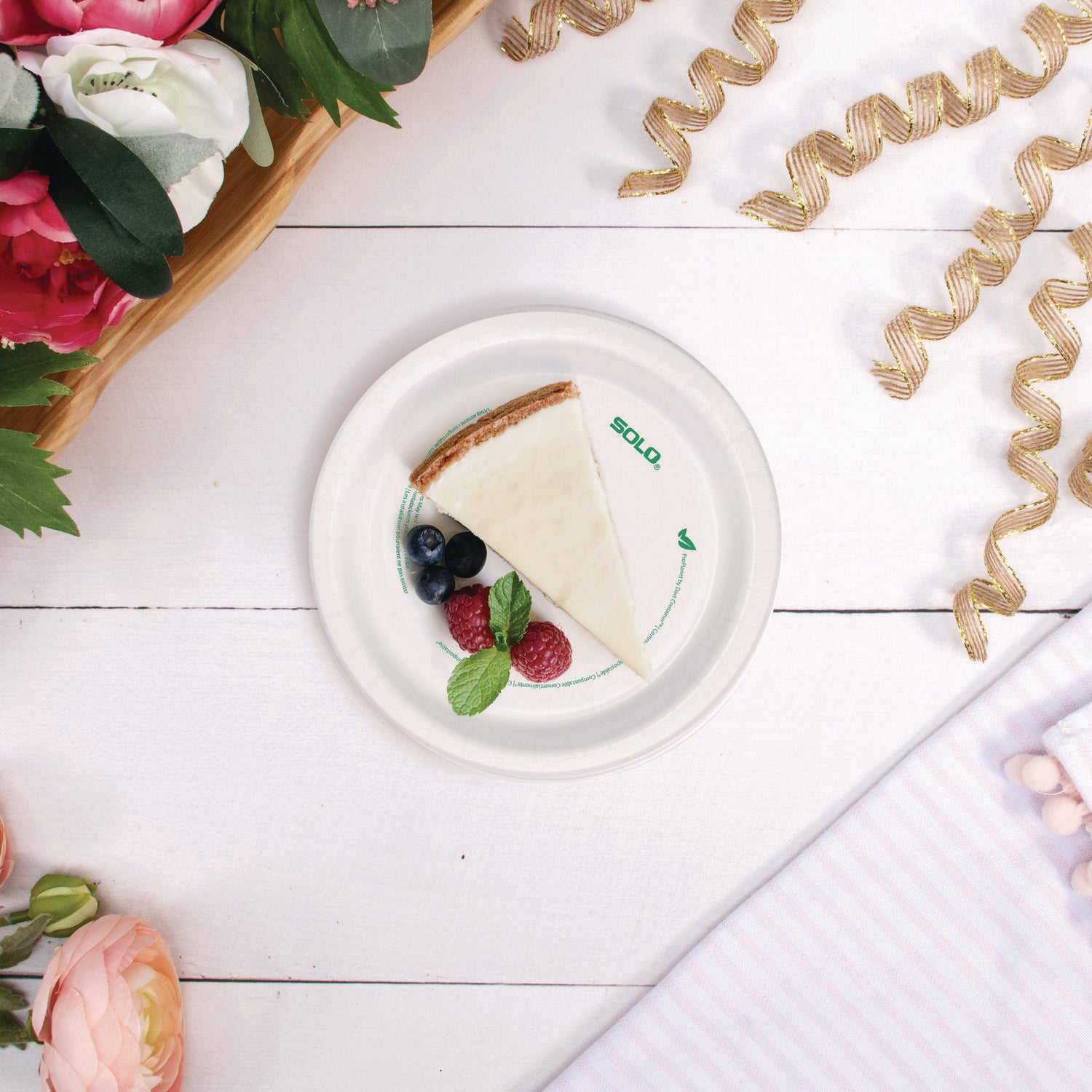 SOLO Compostable Paper Dinnerware, ProPlanet, Plate, 6" dia, White, 125/Pack (MP6PLANETPK)