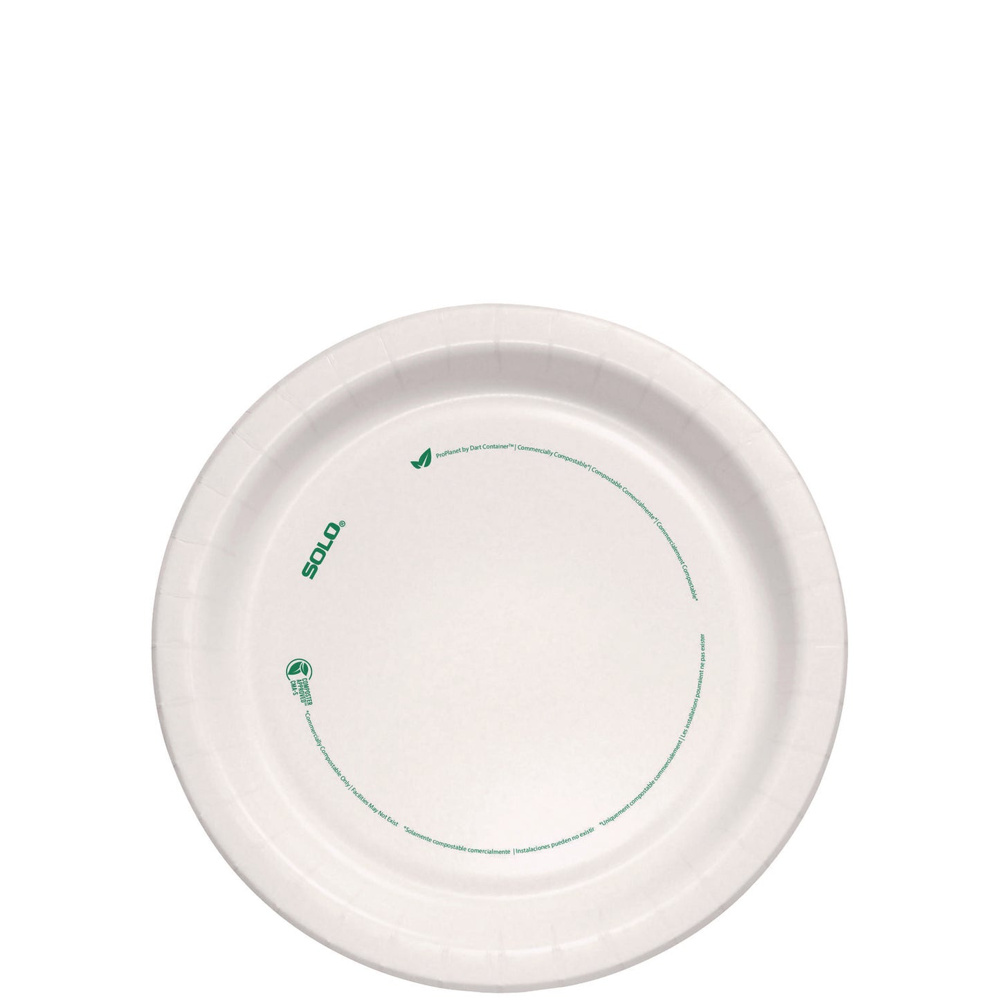 SOLO Compostable Paper Dinnerware, ProPlanet Seal, Plate, 8.5" dia, White, 125/Pack (MP9PLANETPK)