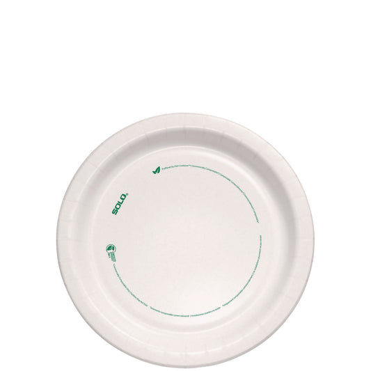 SOLO Compostable Paper Dinnerware, ProPlanet Seal, Plate, 9" dia, White, 250/Carton (OFMP9PLANET)