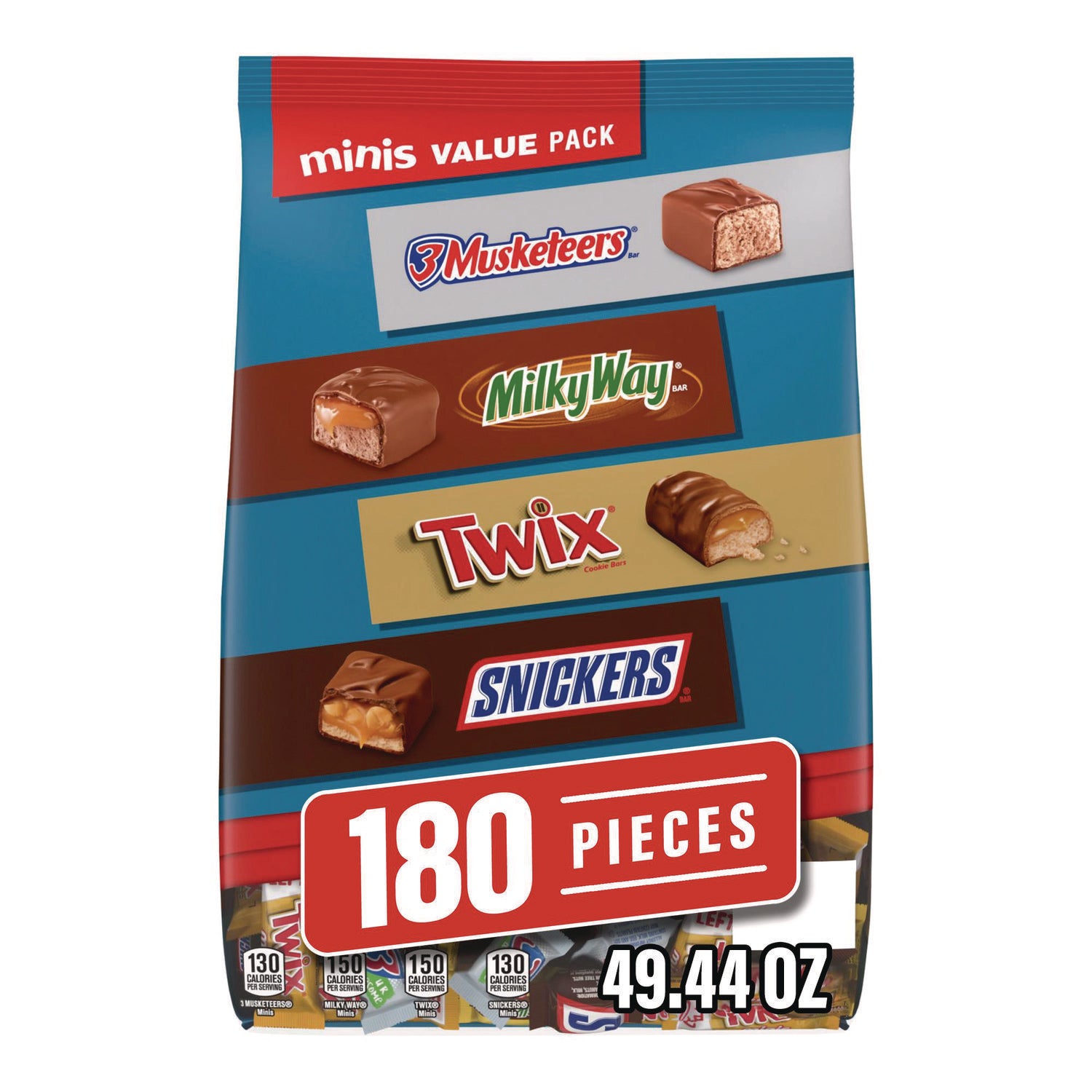 Mars Minis Variety Pack, Chocolate, 49.44 oz Bag, 180 Pieces (22002451)