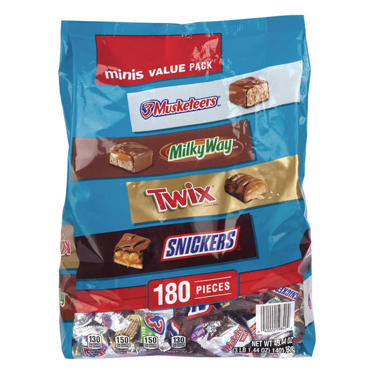 Mars Minis Variety Pack, Chocolate, 49.44 oz Bag, 180 Pieces (22002451)