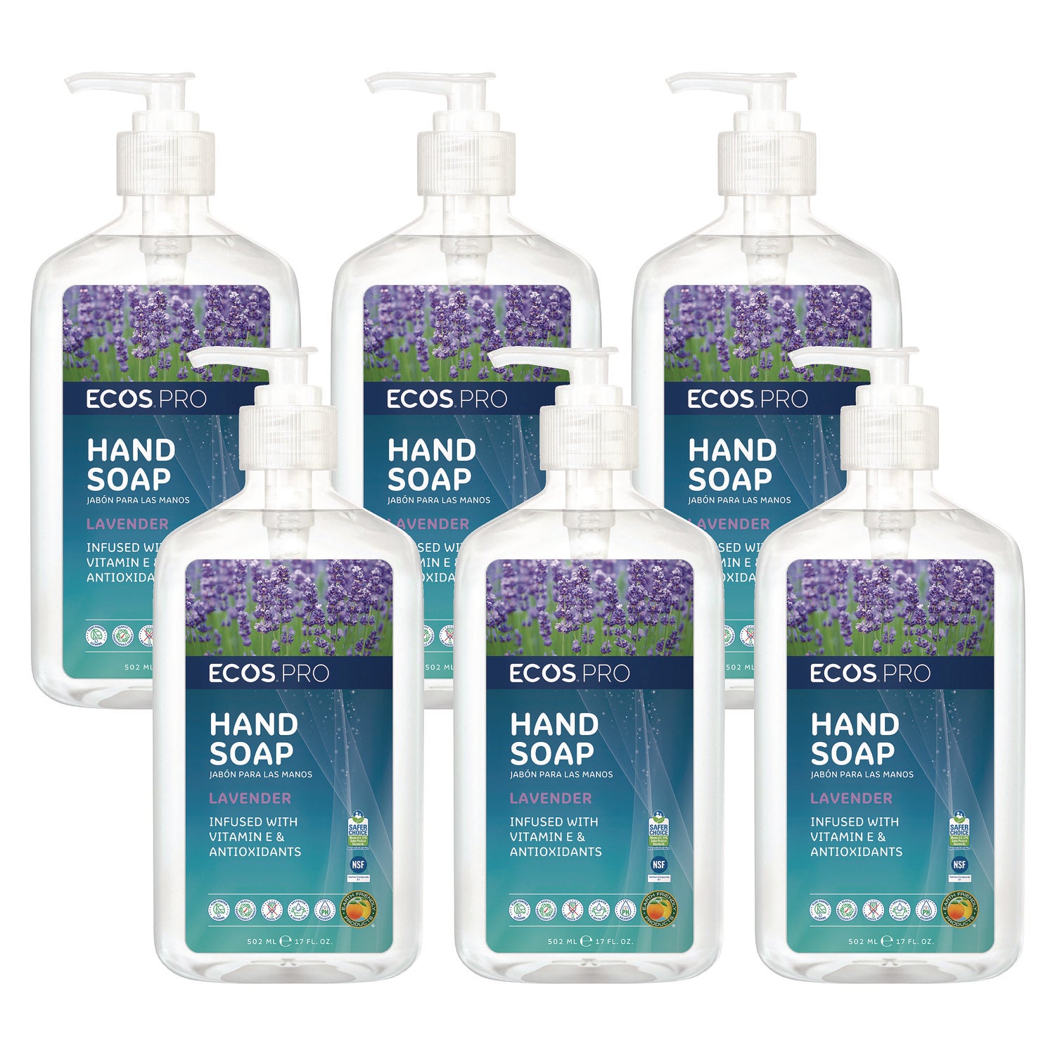 ECOS PRO Liquid Hand Soap, Lavender, 17 oz, 6/Carton (PL96656CT)